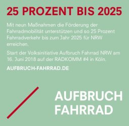 Volksinitiative Aufbruch Fahrrad NRW - 25 Prozent Fahrradverkehr bis 2025 in NRW