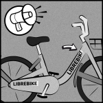 Lass' alle davon erfahren Damit andere Leute erkennen können, dass es sich um ein LibreBike handelt, lade das Stickerdesign herunter, druck' die Sticker auf wasserfestes A4 Stickerpapier und überklebe damit die Logos am Rahmen des Fahrrads. Erzähl' all deinen Freunden davon, denn LibreBikes sind dafür da von allen benutzt zu werden.