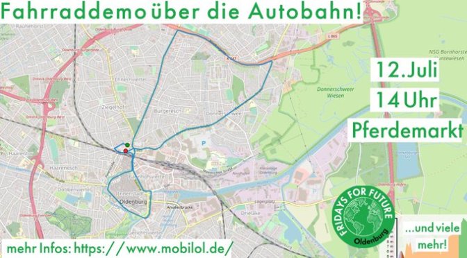 Oldenburg | Fahrraddemo auf der Autobahn