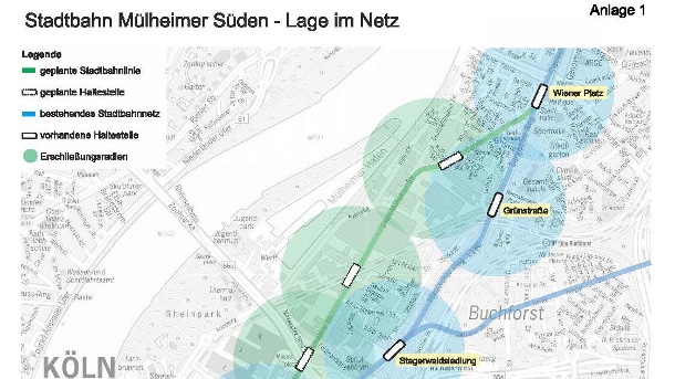 Köln | neue Straßenbahnstrecke für Mülheim-Süd
